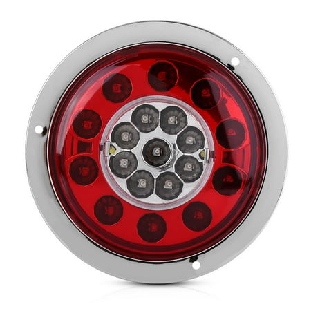 Brake Tail Light,Pair of 4.3 Inch Round 19 LED Truck Trailer Brake Stop Turn Tail Light Chrome Ring Dual Color Brake Tail Light,Pair of 4.3 Inch Round 19 LED Truck Trailer Brake Stop Turn Tail Light Chrome Ring Dual Color